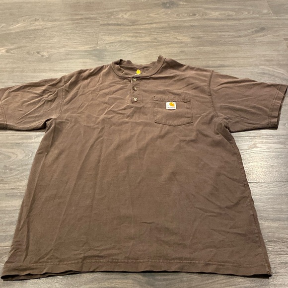 Carhartt Other - Carhartt brown 1/4 button tshirt size large GC 9:19